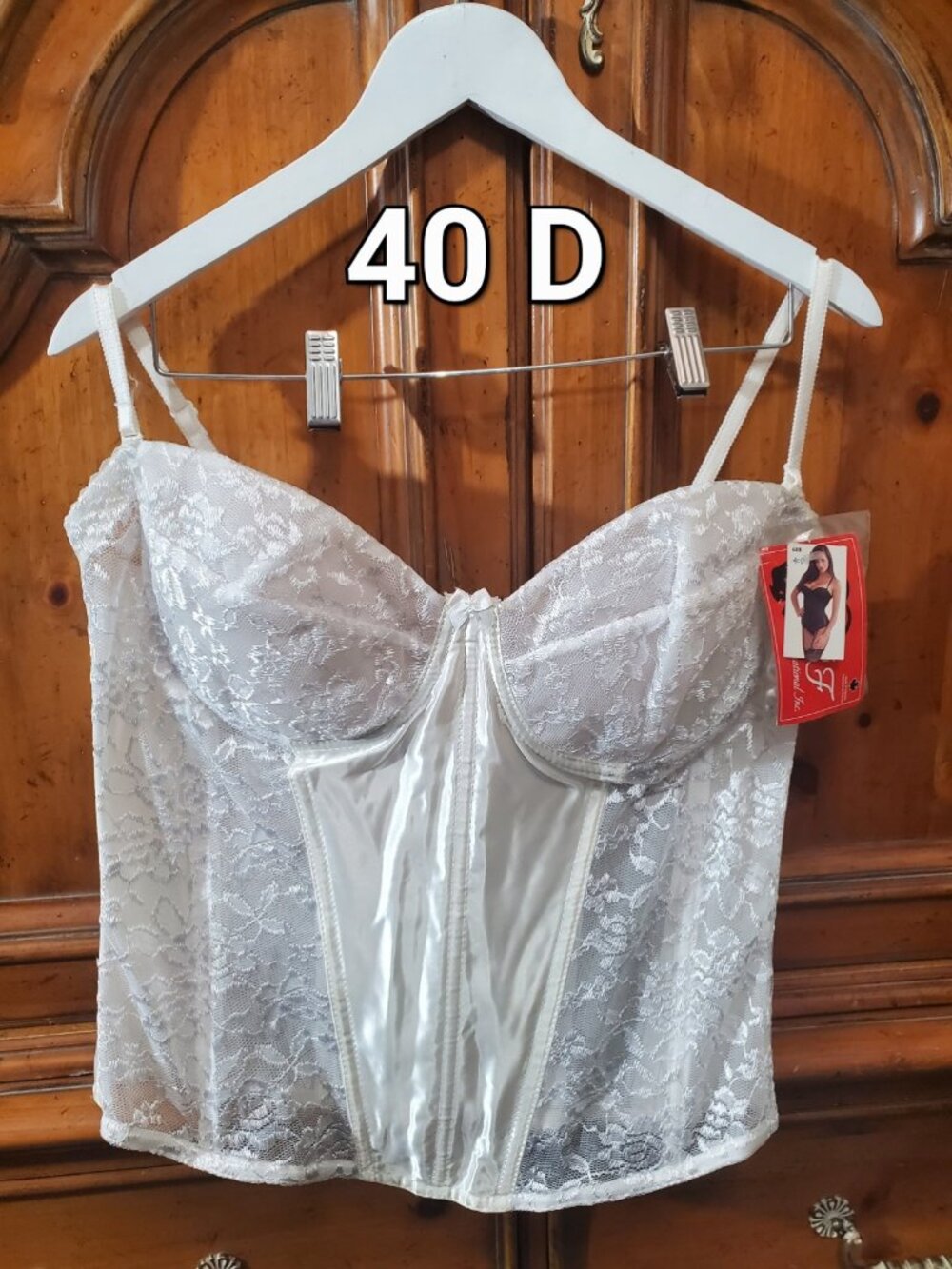 Satin NOS Lace Corset Bustier Top 40D VTG Made in Canada DBF